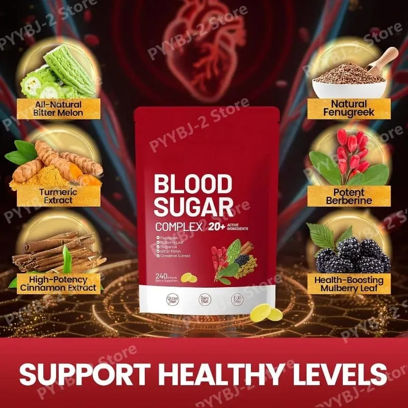 Συμπλήρωμα Blood Sugar Complex 240 Softgels Περιέχουν Πολυβιταμίνες & Κανέλα Bitter Gourd 20 Herbs Extract Υποστήριξη Καθημερινή Υγεία — image 2