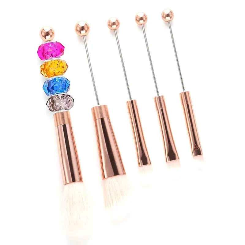 【5 τεμάχια Beaded Eyeshadow Brush Diy Beaded Cosmetic Brush Brushes Tool Kit Μεταλλική λαβή Ανθεκτικά πινέλα μακιγιάζ ματιών】 — image 2