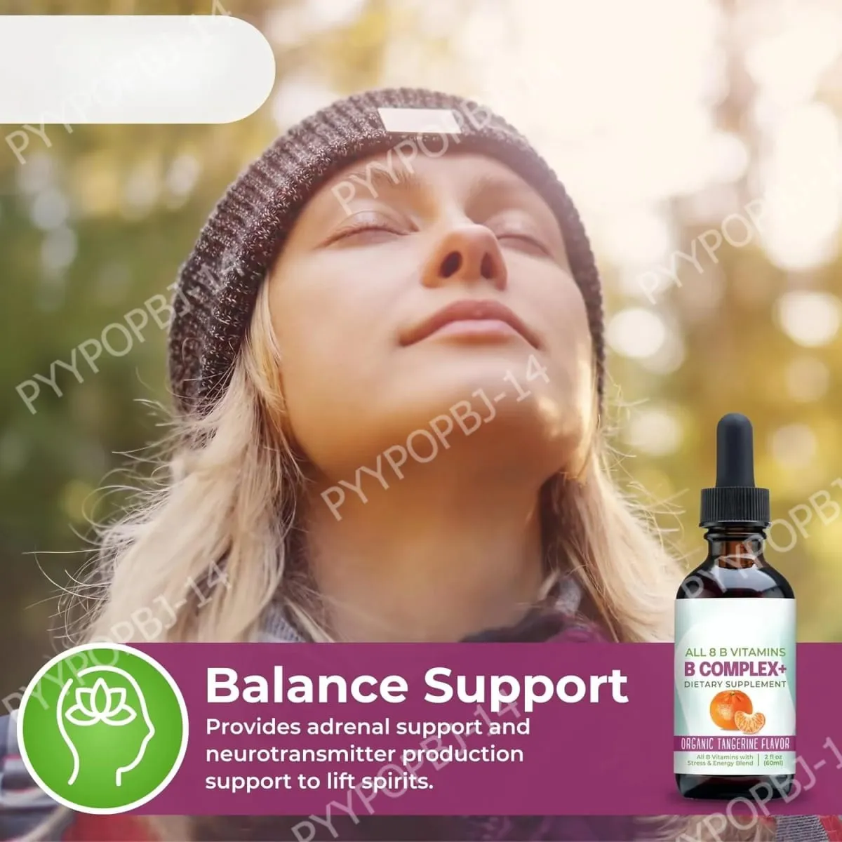 Vitamin B Complex Liquid Drops Supplement Vegan B1 B2 B3 B5 B6 Biotin Folate and Choline Plus Blend for Energy Support 60ml — image 4