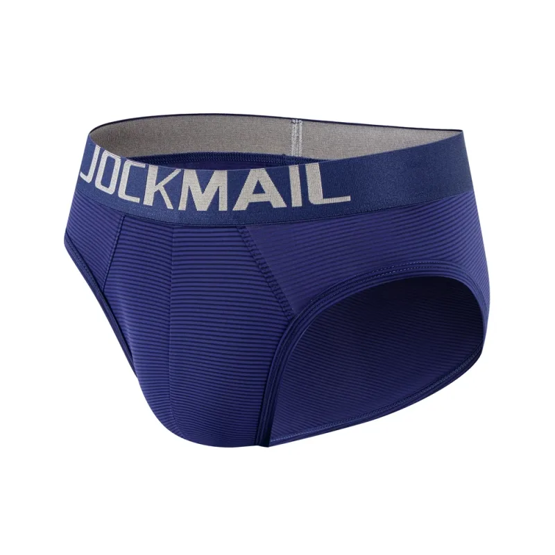 Men Underwear Brief Sexy Low-rise Striped Bikini Athletic Supporters Underpants Sleepwear Nylon Quick Dry Breathable — image 1