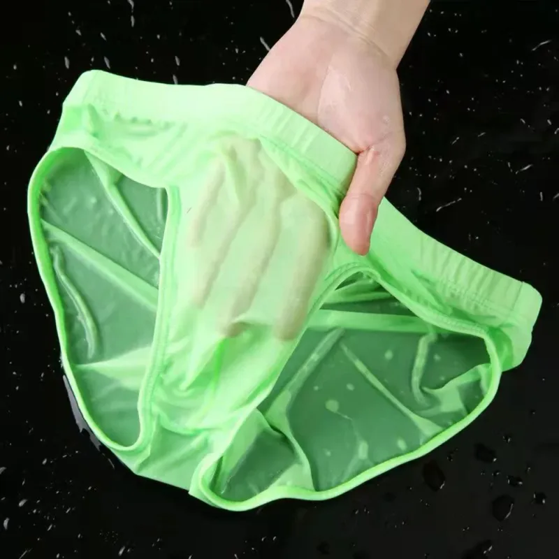 Men Sexy Sheer Ice Silk Briefs Underwear Quick-Dry U Convex Pouch Breathable Low-Waist Underpants Summer Cooling — image 5