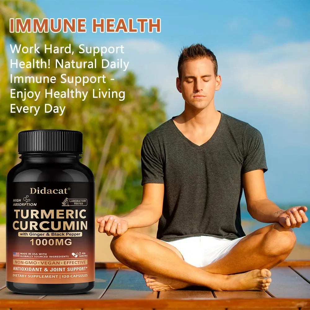 Turmeric Curcumin with Ginger & Black Pepper 1000mg High Absorption Antioxidant & Immune Support 30/60/120 Capsules — image 7