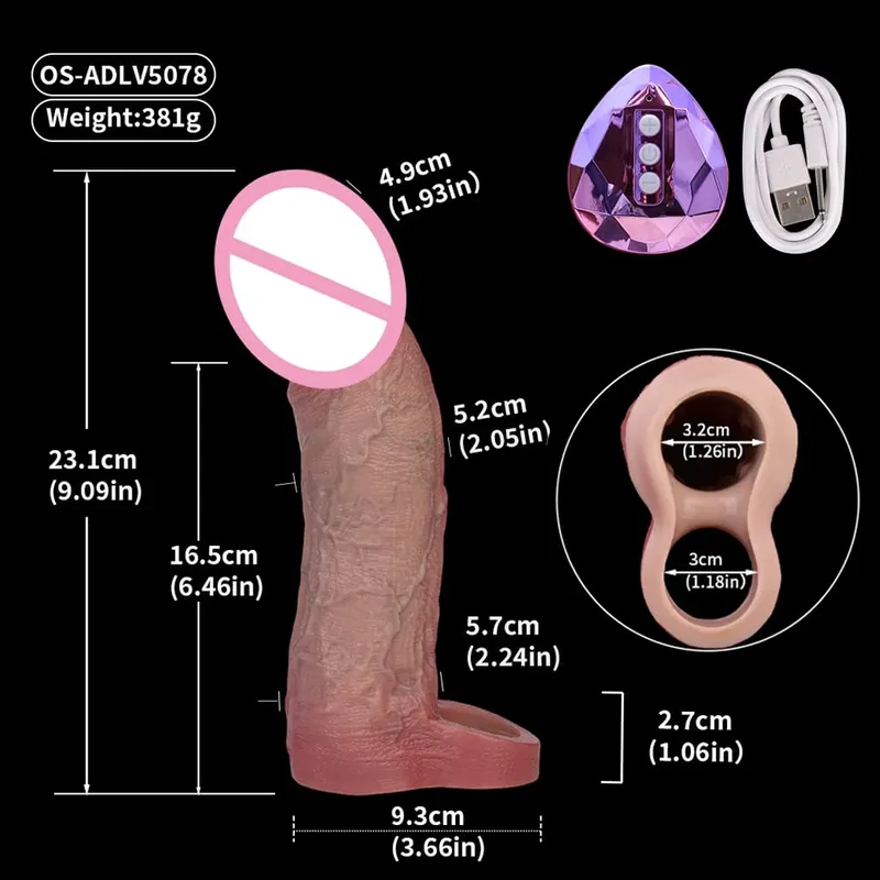 Wireless Control Realistic Hollow Dildo Soft Silicone Penis Sleeve Condom Male Dick Enhancer Delay Ejaculation Sex Toys — image 11