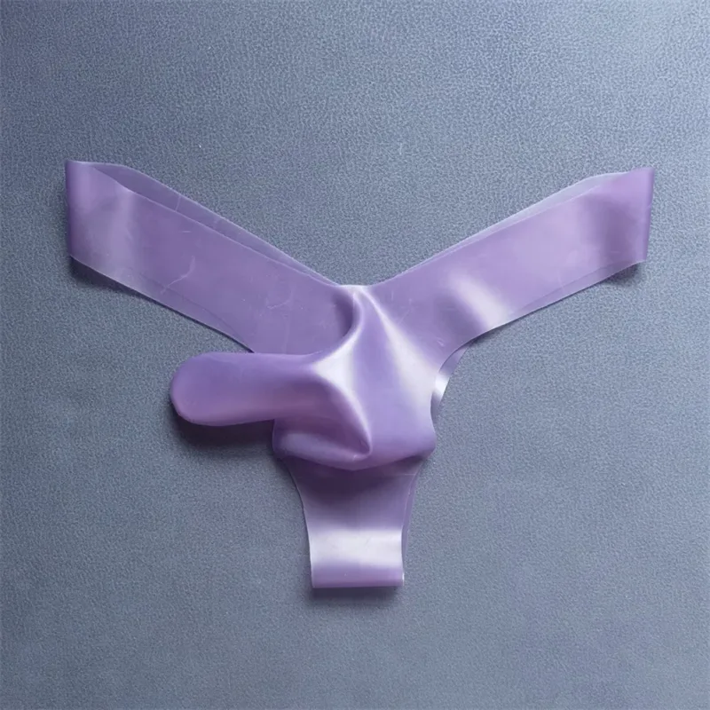 Mens Latex Foam Soft G-strings Sexy Lingerie Underwear Rubber Elephant Nose Pouch Thongs Man Sheer Exotic Panties — image 2