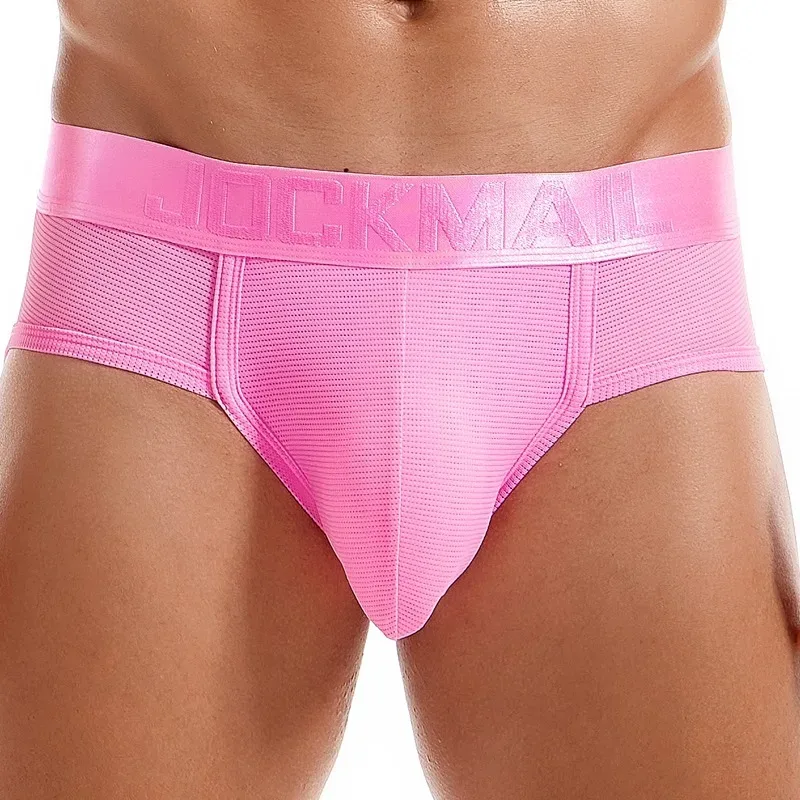 Jockmail Mens Underwear Briefs Mesh Breathable Sports Fitness Shorts Solid Color Sexy Low-rise Lingeries for Extreme Panties — image 3
