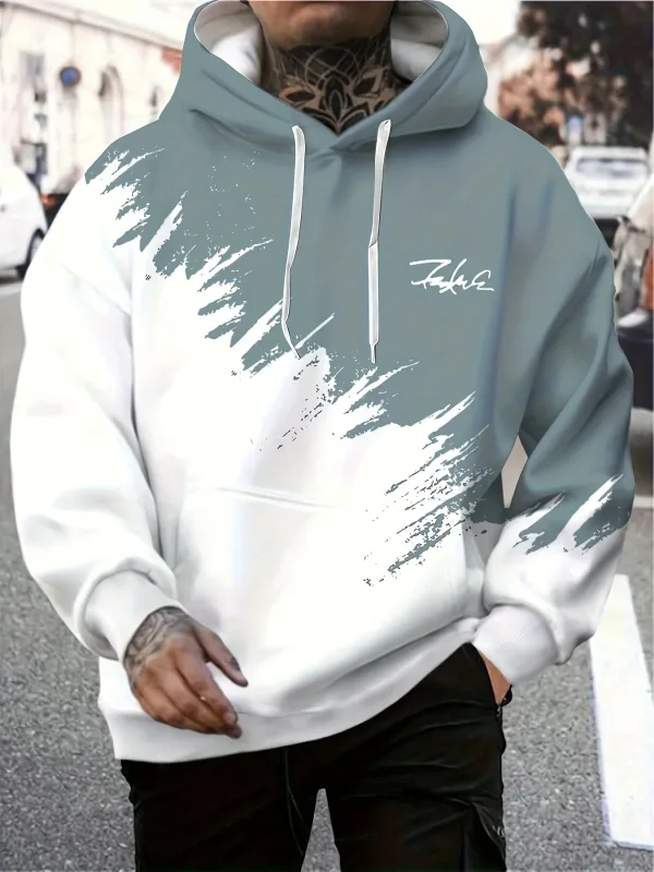 Moda gradiente impressão masculina hoodies engraçado 3d carta padrão camisolas de grandes dimensões outono e inverno casual pulôver roupas masculinas