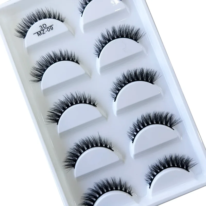 Χονδρική πώληση 5 ζεύγη 3D Natural Mink Ψεύτικες βλεφαρίδες Μακιγιάζ Extension Βλεφαρίδες Fake Eye Lashes Faux Cils Make Up Beauty Cilios