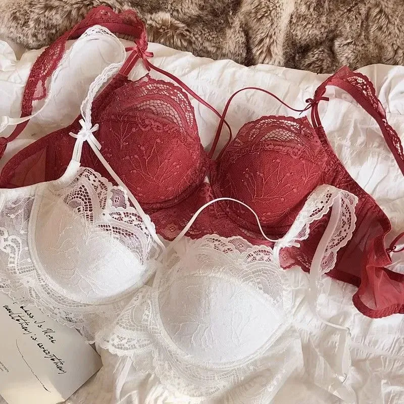 Γαλλικό Pure Lace Bralette Petite Σετ σουτιέν AABB Cup με αφαιρούμενα λουράκια & λεπτά μαξιλαράκια Push Up Απαλό κάτω σύρμα, σέξι γυναικεία