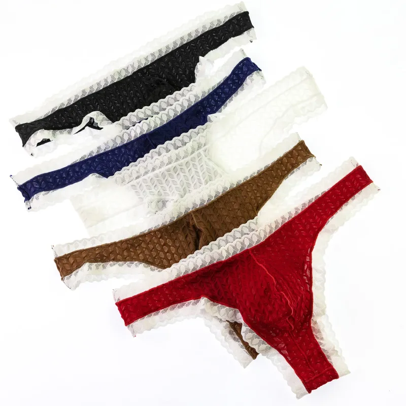 Men's Lace Briefs Wheat Ear Trim Sexy High Elastic Soft Breathable Quick Dry Comfort Stylish Underwear Daily Nightclub Wear — image 1