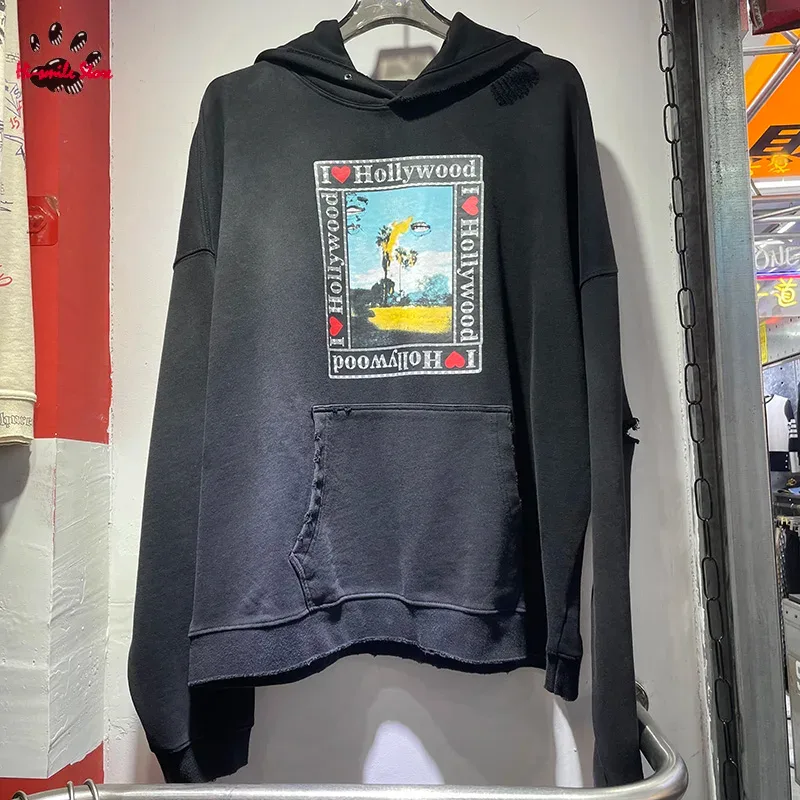 Nuevas sudaderas con capucha PALY de gran tamaño para hombre y mujer, cárdigan Vintage informal lavado negro dañado de la mejor calidad, sudaderas con cremallera — image 14