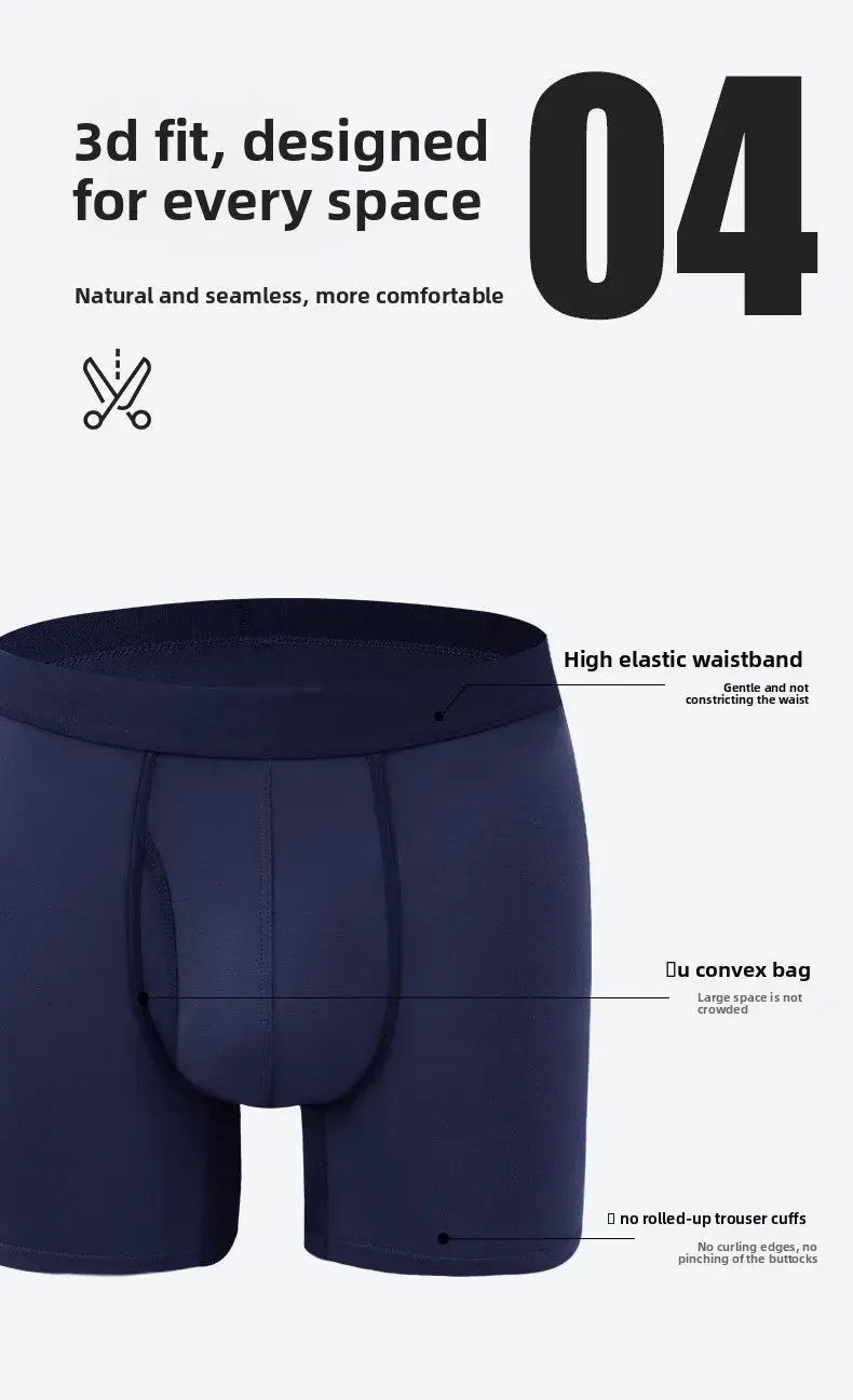 Big Pouch Men Bamboo Fiber Boxer Briefs Breathable Underwear With Fly Opening Mid Waist Sports Trunks Moisture Wicking Soft Cool — image 3