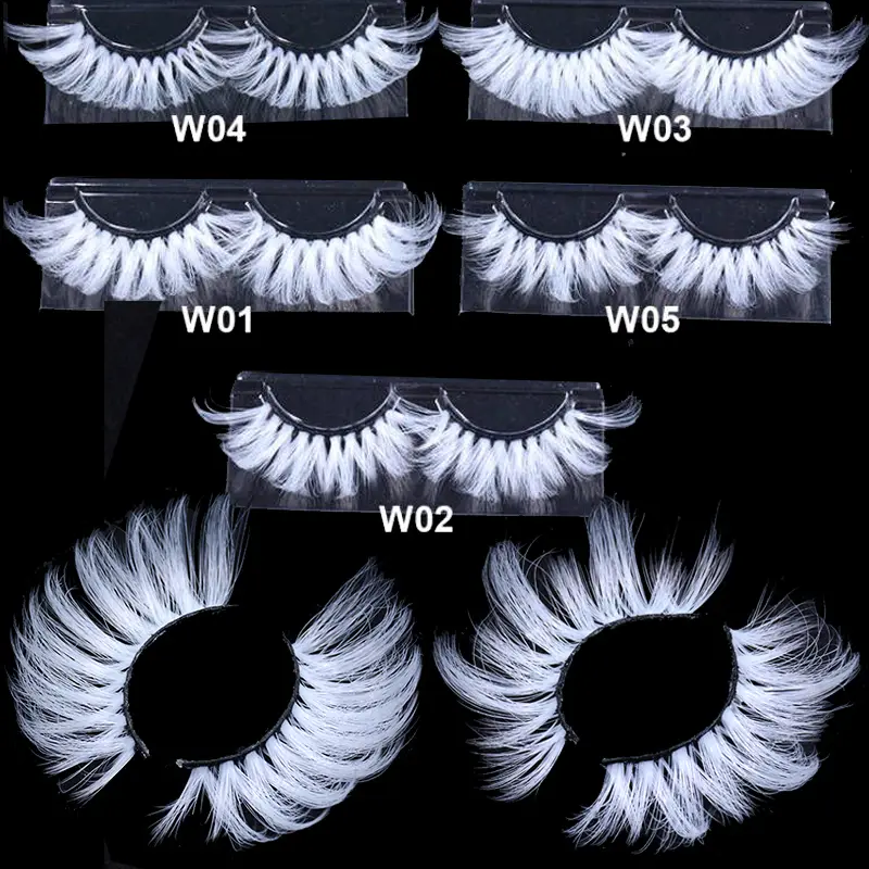 Super Long 5D White False Eyelashes 25mm High Volume Fluffy Fake Eye Lashes Χονδρικός προμηθευτής For Halloween Cosplay — image 2