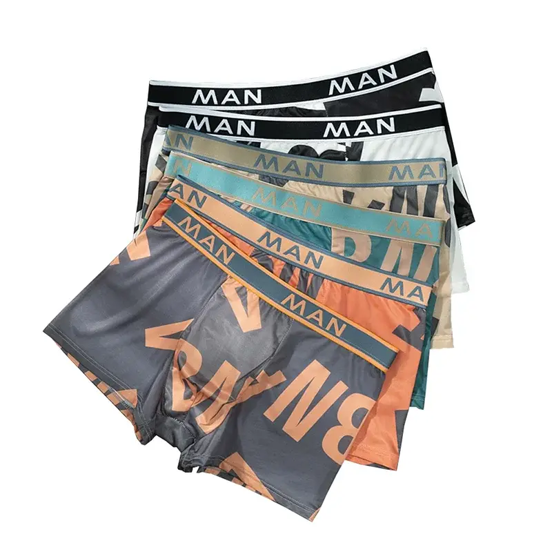 6PCS/SET Men's Underwear Ice Slik Men Panties Boys' Boxing Letter Printed Underwear Plus Size L-4XL Breathable Boxer Shorts — image 8