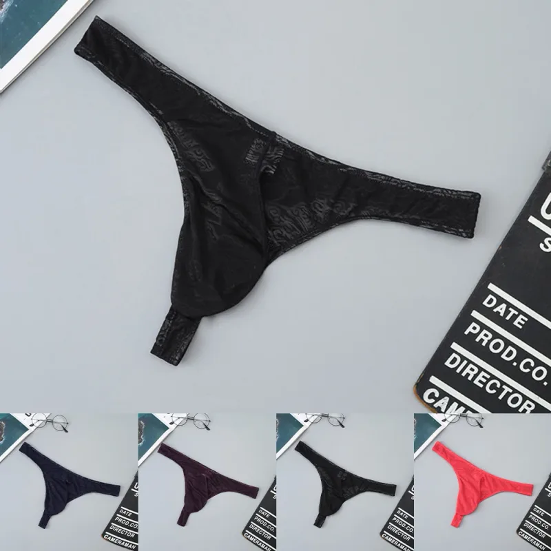 Lelaki Lace Jacquard G-string Seluar Dalam Tinggi Meregangkan Kantung Besar Thong Seluar Dalam Gay Seksi Erotik Seluar Dalam T-belakang — image 6