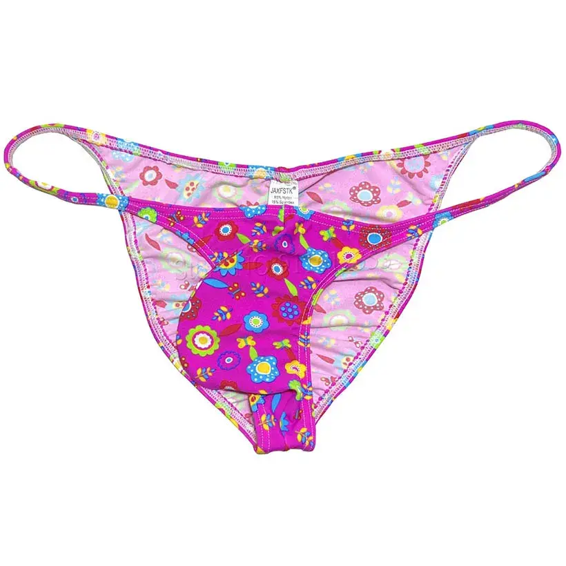 Men's Cheeky Briefs Underwear Pouch Male Ruched Bikini Swimwear Sexy Underpants High Elasticity, Low Waist, Floral Print sexy — image 5