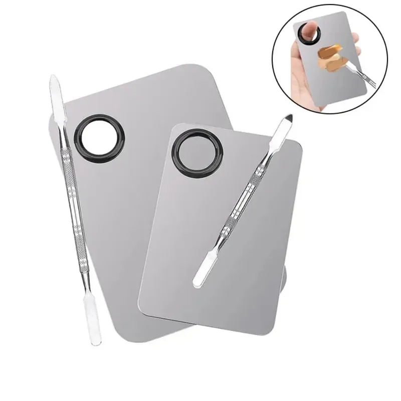 Makeup Mixing Palette Foundation Lipstick Eye Shadow από ανοξείδωτο ατσάλι Mixer Palette with Spatula Mixing Stick Beauty Tools Nail-A