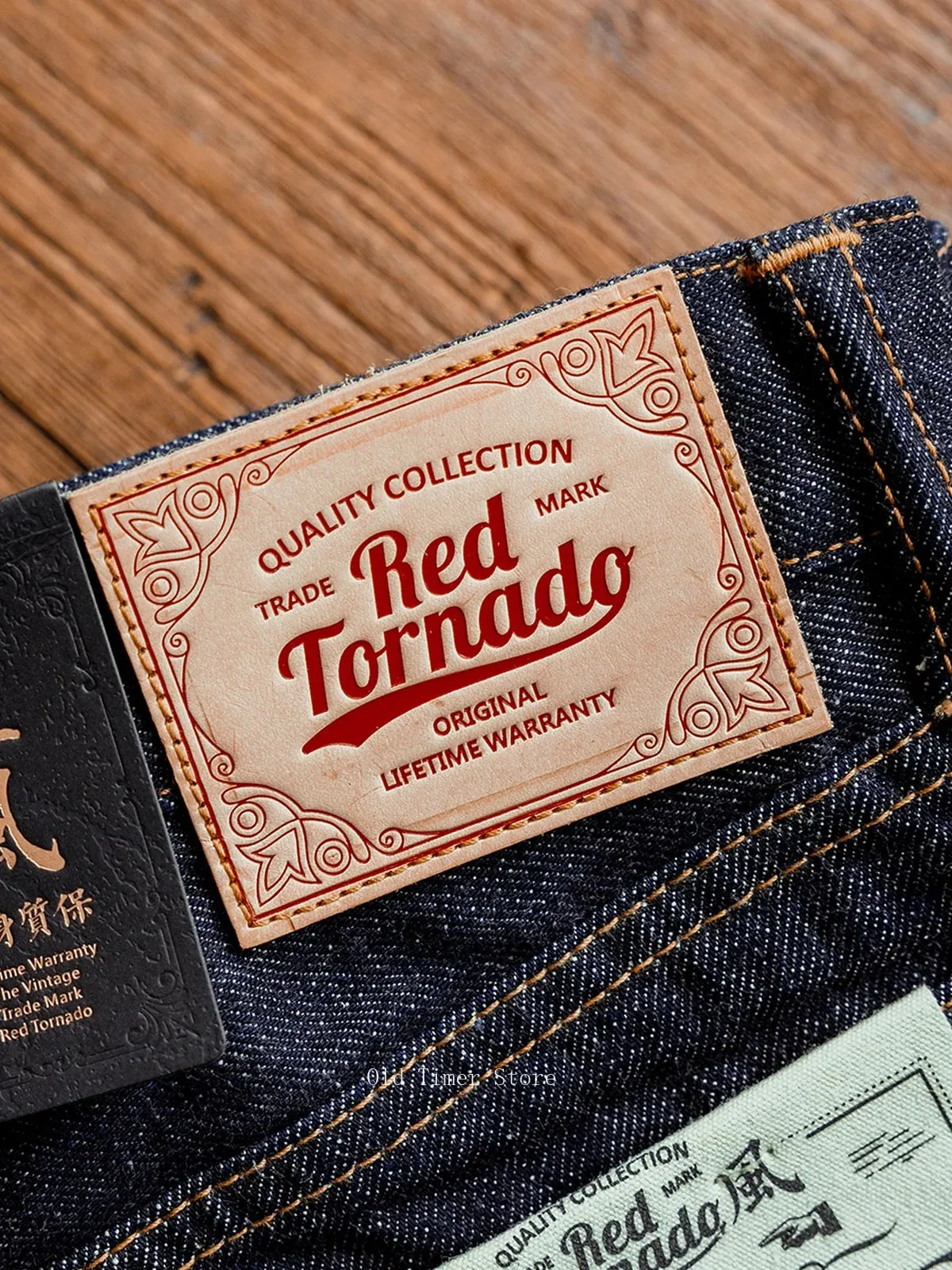 Red Tornado 511XX-0001 16oz Pink Line Selvedge farmer farmer férfiaknak Straight Fit, karcsú sziluett