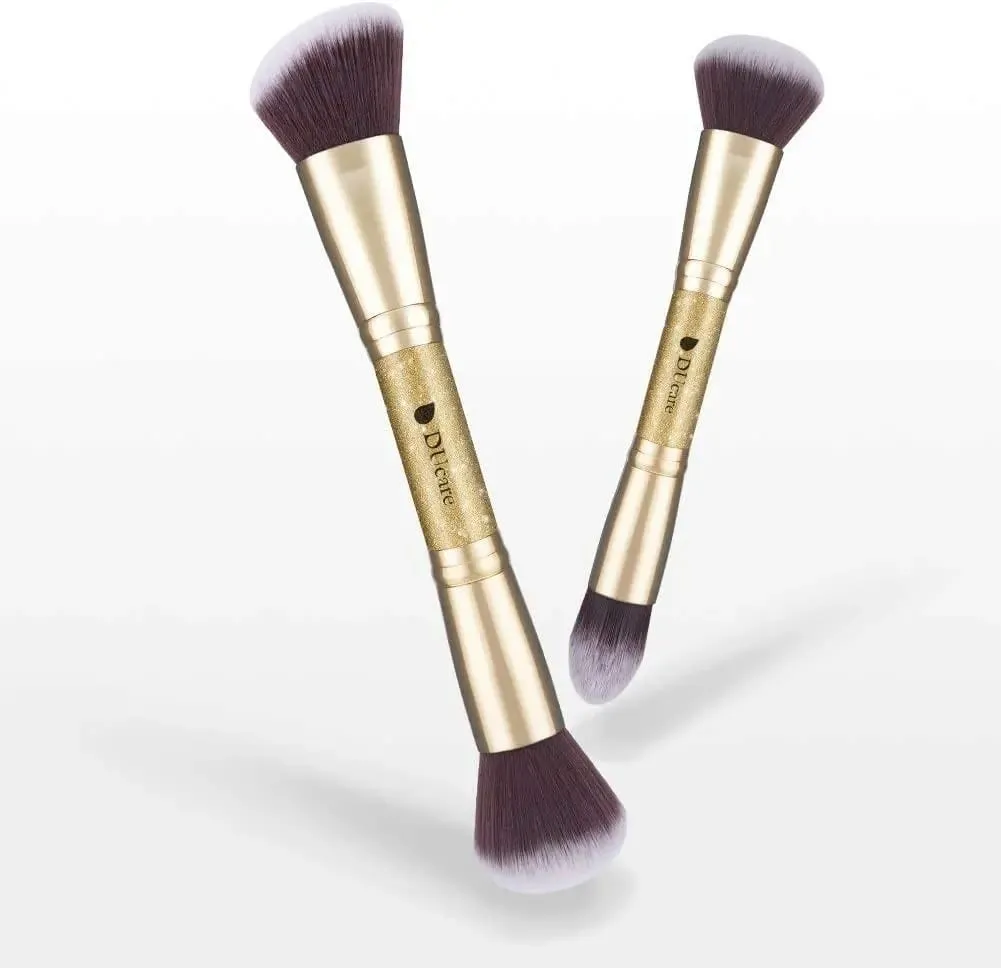 DUcare 2Pcs Πινέλα Μακιγιάζ Duo End Face Brush For Foundation Powder Buffer και Contour Eyeshadow Synthetic Cosmetic Tools Makeup — image 5