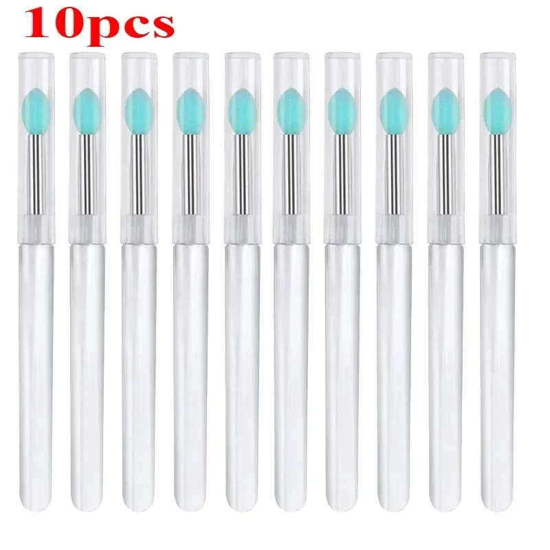 3/5/10 pçs escova de batom de silicone macio aplicador de batom portátil alça clara limpa microbrush lipgloss ferramenta de beleza
