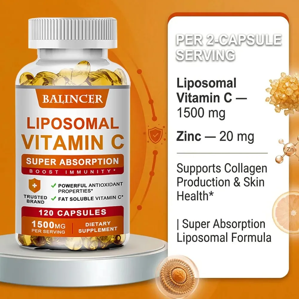 Liposomal Vitamin C Supports Antioxidant Health & Immune Function High Absorption Non-GMO Gluten Free – 120 Capsules — image 5