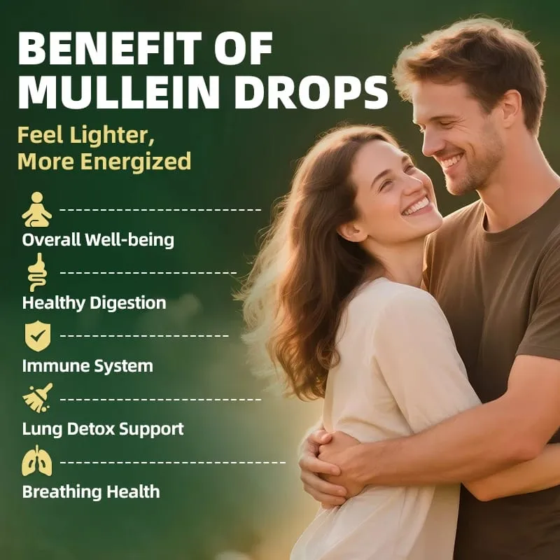Mullein Drops for Lungs - Organic Liquid - Mullein Leaf Extract Supplement -- Lung & Bronchial Cleanse