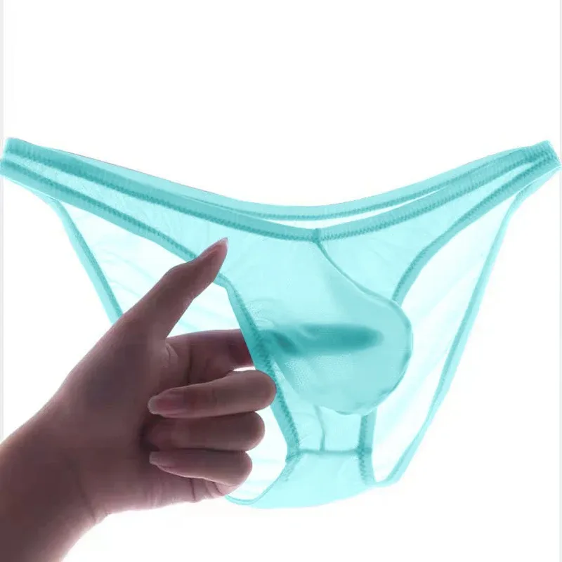 Ropa interior para hombre, bragas triangulares transparentes de seda de hielo delicadas, calzoncillos de cintura baja con personalidad — image 5