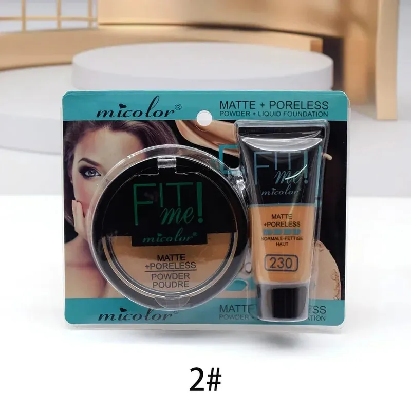 30ml base líquida pele escura dedicada fundação cosmética 30g micolor fit me 2 em 1 conjunto de pó sem poros de pele preta fosca