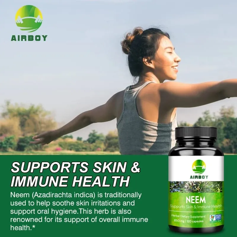 Organic Neem Supplement - Herbal Acne Supplements Supporting Clear Skin and Detox Supports Immune Health