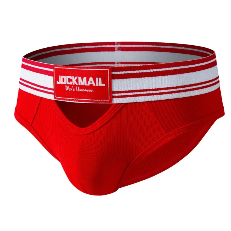 Jockmail Mens Underwear New Arrivalmen Briefs Plaid Pit Cotton Sexyu Bag Front and Rear Openings Cut Outlow Waist Breathable — image 4