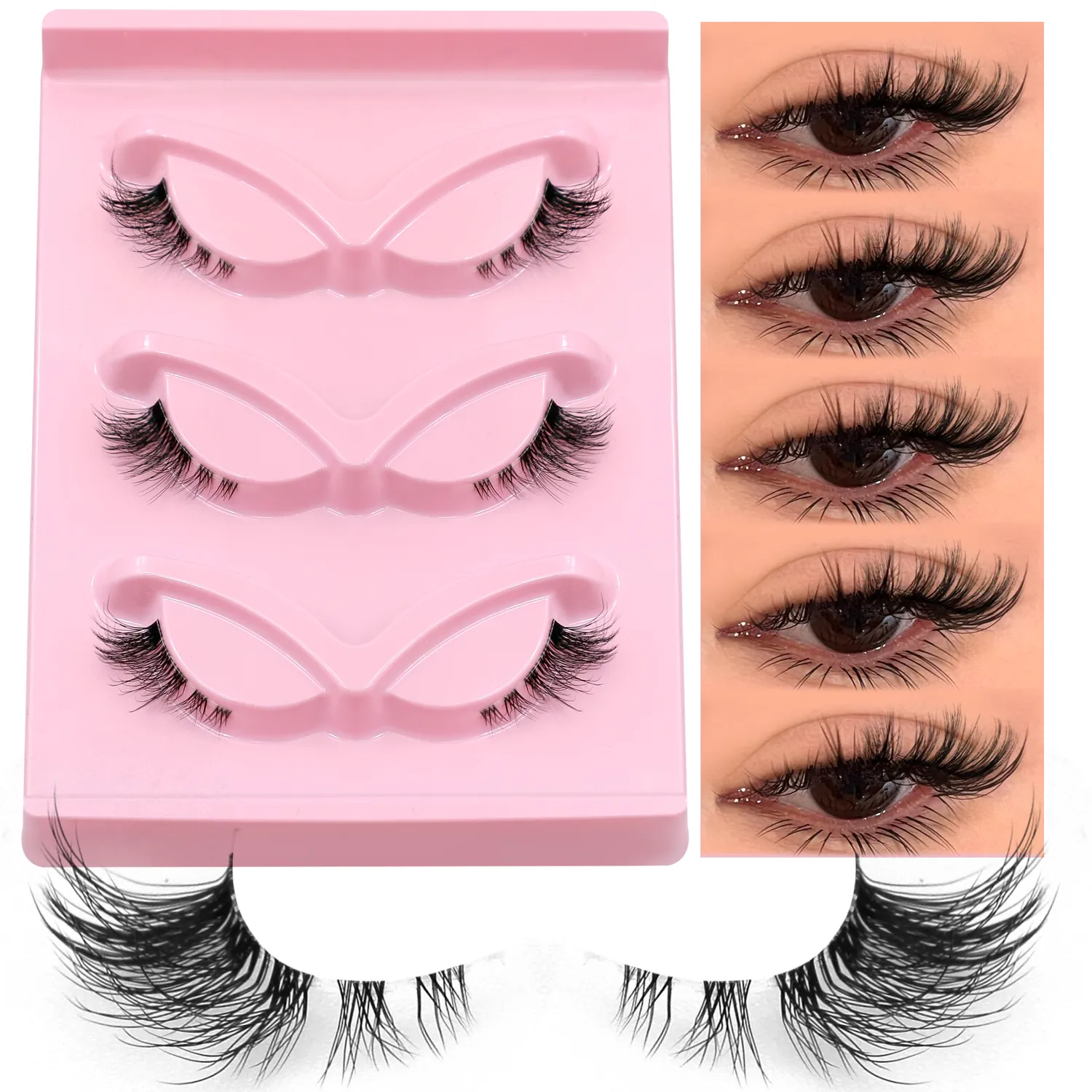 Half Lashes Cat Eye Eyelashes Natural Look Wispy műszempillák Faux Mink Lashes Clear Band Natural műszempillák Smink — image 3
