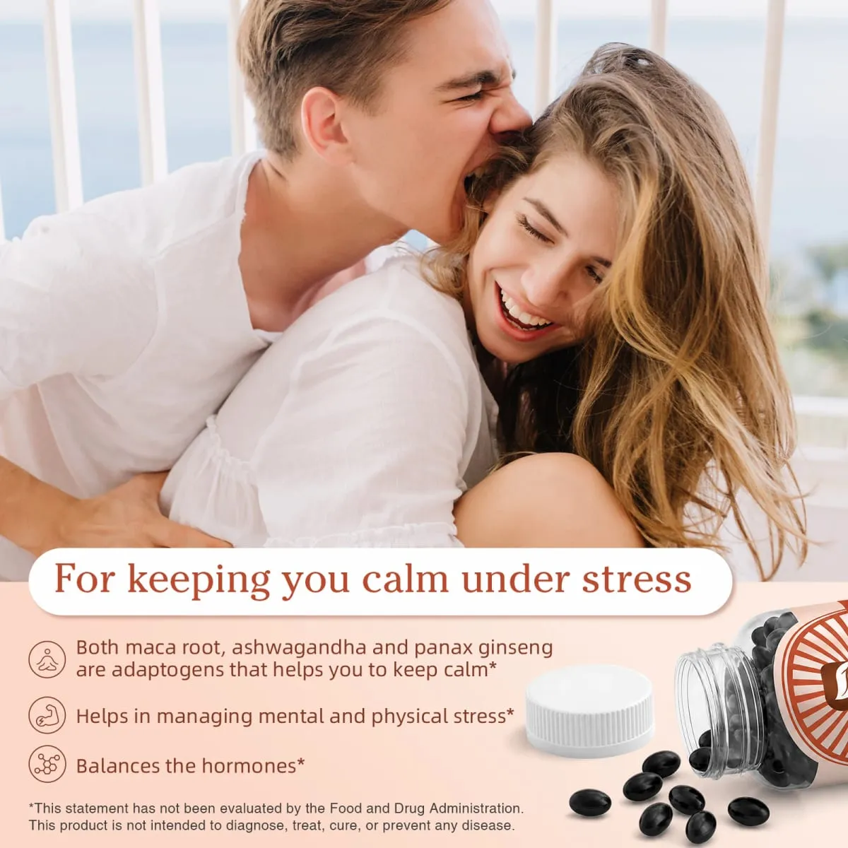 Natural Maca Root Capsules with Ashwagandha Extract Vegetarian for Men Health Soft Gels Gluten Free Energy Supplement