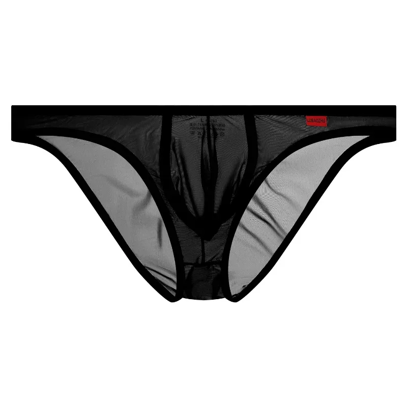 Men's Briefs Ultra-Thin Mesh Transparent Underwear Breathable Quick-Drying Low-Rise Sexy U Shaped Pouch Panties Tanga Slip