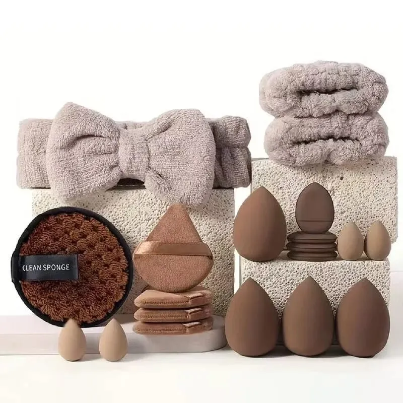 20/40Pcs Σετ βουρτσών και σφουγγαριών μακιγιάζ Καφέ Μακιγιάζ Puff Beauty Egg Κιτ ντεμακιγιάζ για ντεμακιγιάζ — image 11
