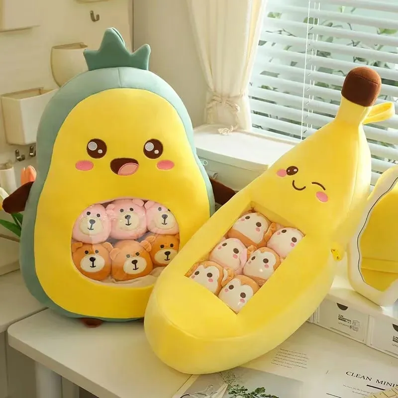 שישה צעצועים קטנים בפנים חמוד פרי קריקטורה כרית קטיפה רכה ממולאת כרית ספה Homdecor משענת גב מתנה לילדים — image 4
