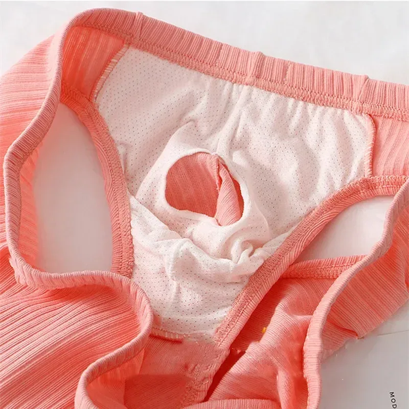 Men's Ribbed Cotton Separate Pouch Briefs Breathable Low Rise Soft Stretch Underwear Panties 1PC — image 7
