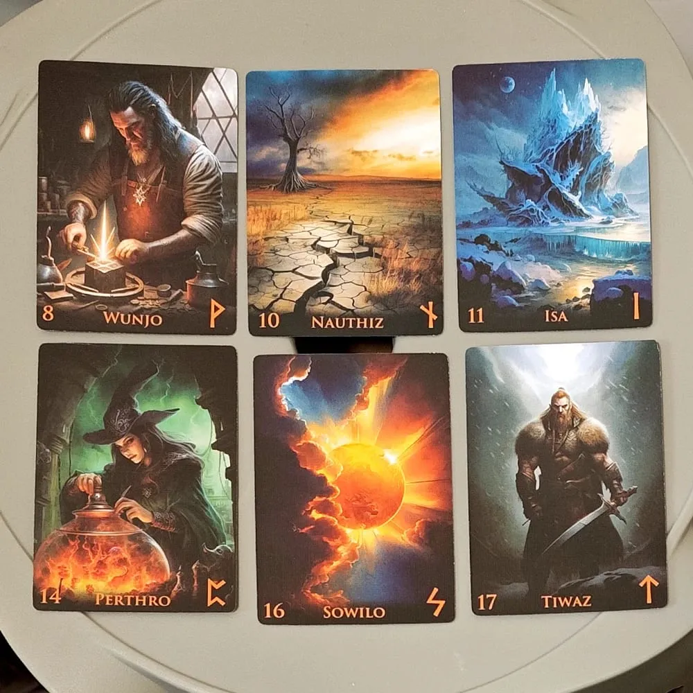 Τράπουλα Weird World Runes - 9*6cm 25 Elder Futhark Oracle Cards for Divination τυπωμένα σε χαρτόνι με διπλό ανάγλυφο 350GSM