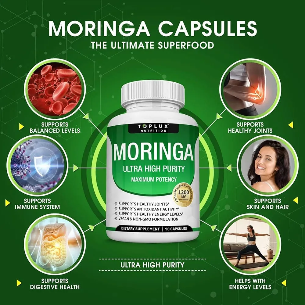 Συμπλήρωμα Premium Magnesium Complex 1000mg Magnesium Glysinate 525mg Blood Sugar Complex 940mg Moringa Capsules 1200mg Non-GMO — image 5