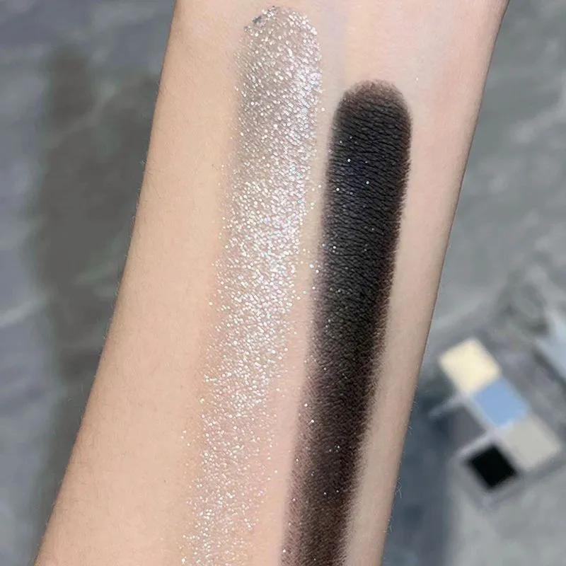 Ματ Γκρι Μπλε Smoky Eye Shadow Palette 6-χρωμάτων Glitter Silver Acrylic Eye Shadows Palette Καλλυντικά Μακιγιάζ ματιών μακράς διαρκείας — image 5