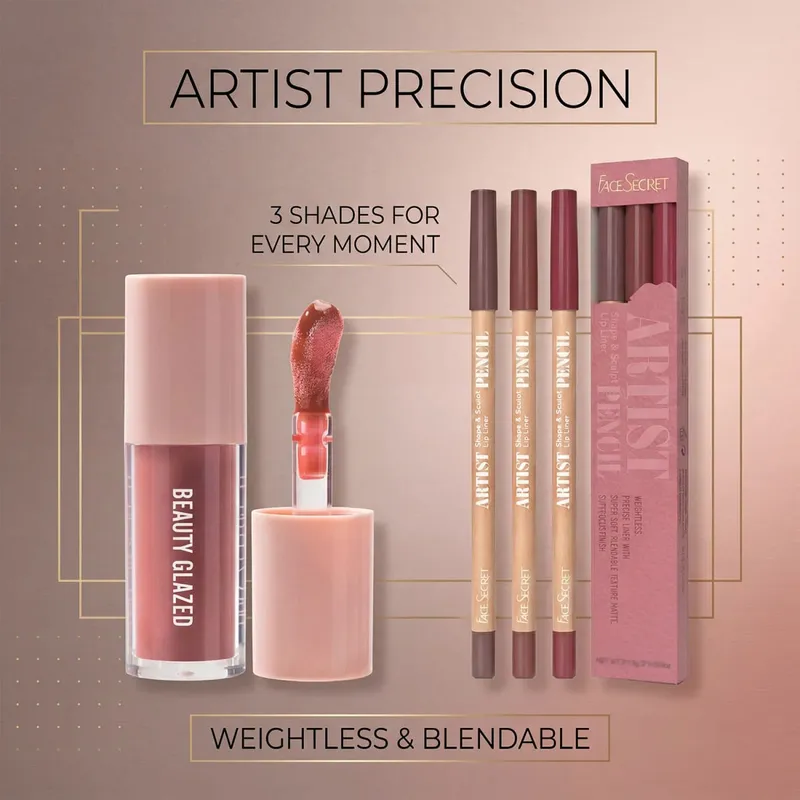 Σετ 4 τμχ Lip Liner & Lip Gloss Σετ αδιάβροχο, μακράς διαρκείας, αδιάβροχο, απαλό καθημερινό κιτ μακιγιάζ χειλιών — image 6