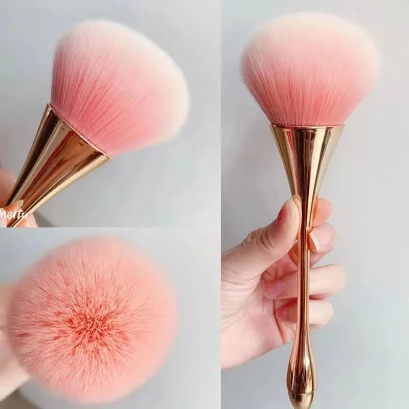 Pincéis de maquiagem profissional, pó de ouro rosado, blush, cabelo macio, limpador de pó grande para unhas, ferramenta de beleza cosmética para manicure — image 5