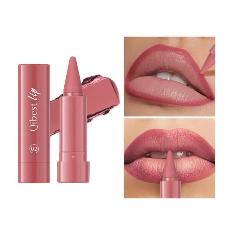 Batom fosco à prova d'água, lápis 2 em 1, alta pigmentação, cor labial, fórmula hidratante suave, batom gradiente natural — image 8