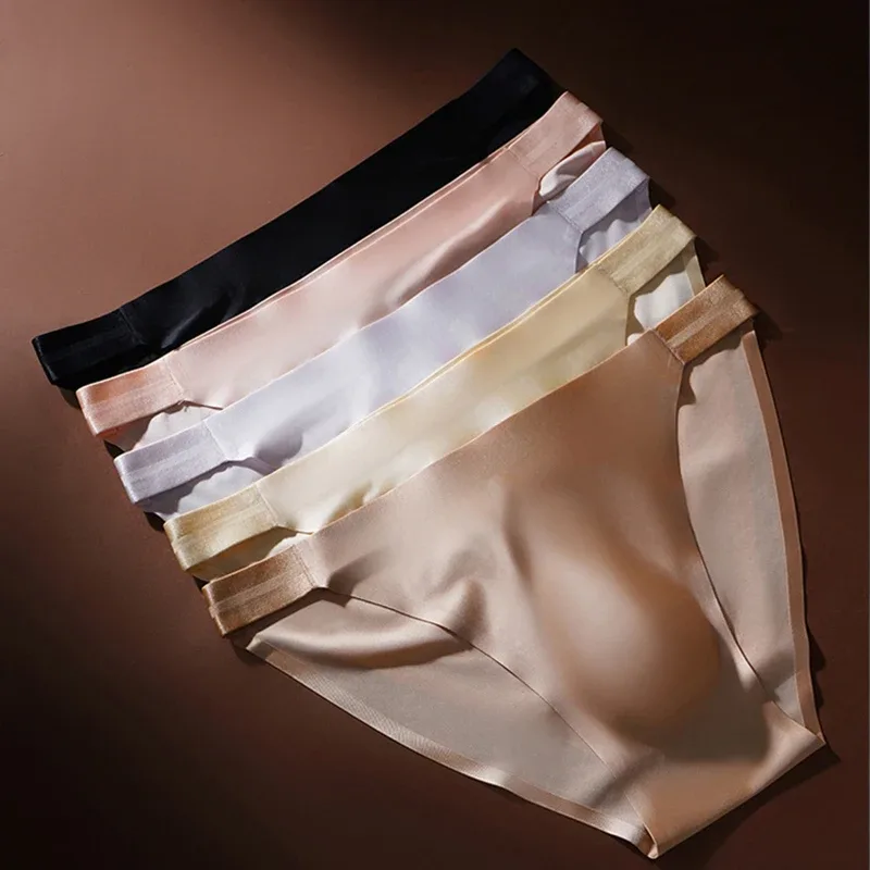 Seamless Quick Drying Men Briefs Underwear Solid Color Ice Silk Light AndThin Underpants Sexy Breathable 3D Pouch Panties Undies — image 7