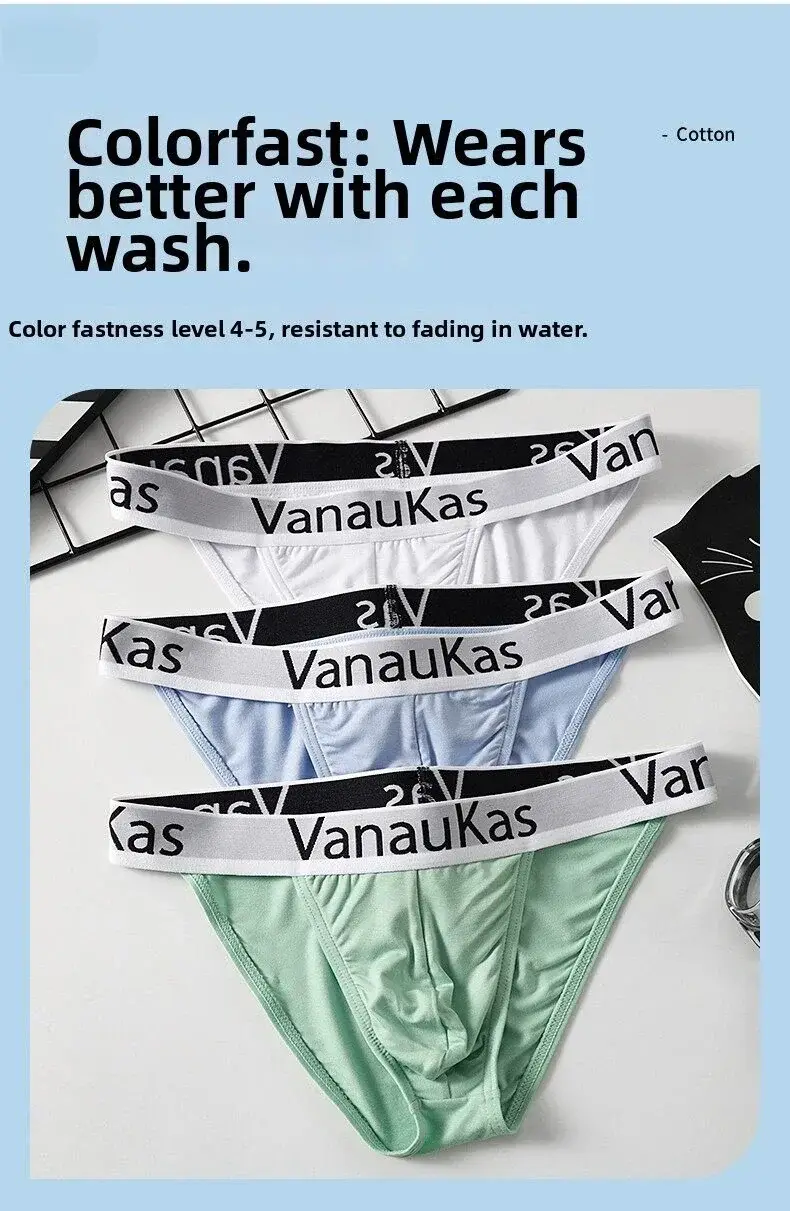 New Men's Underwear Briefs High-Cut Small Triangle Underpants Sexy Low-Rise Hollow Out Cotton Panties with Elastic Waistband — image 3