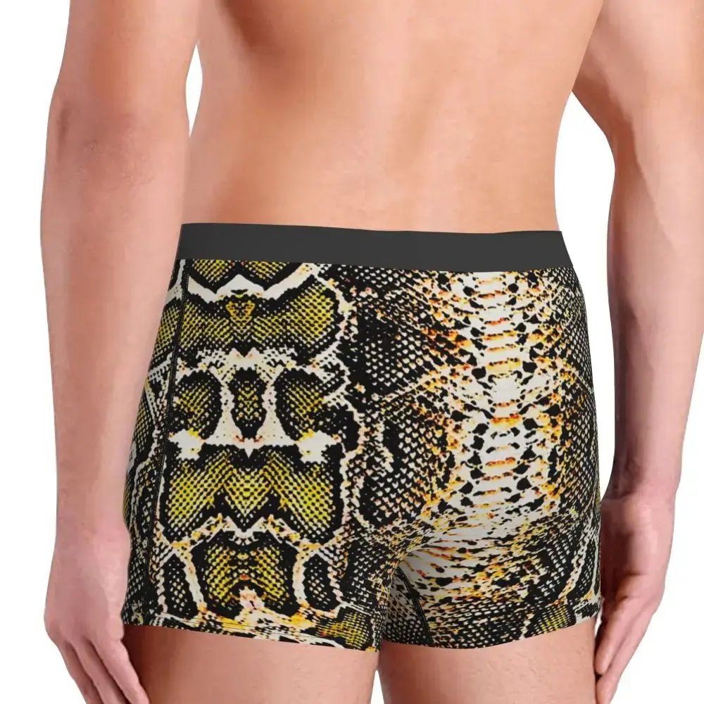 사용자 정의 뱀 피부 인쇄 속옷 남자 스트레치 뱀 가죽 동물 질감 복서 팬티 반바지 팬티 옴므 부드러운 속옷 — image 5