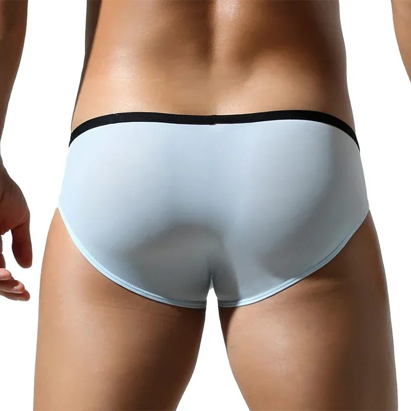 Men's Low-Rise U-Pouch Ice Silk Thin Breathable Transparent Men's Briefs