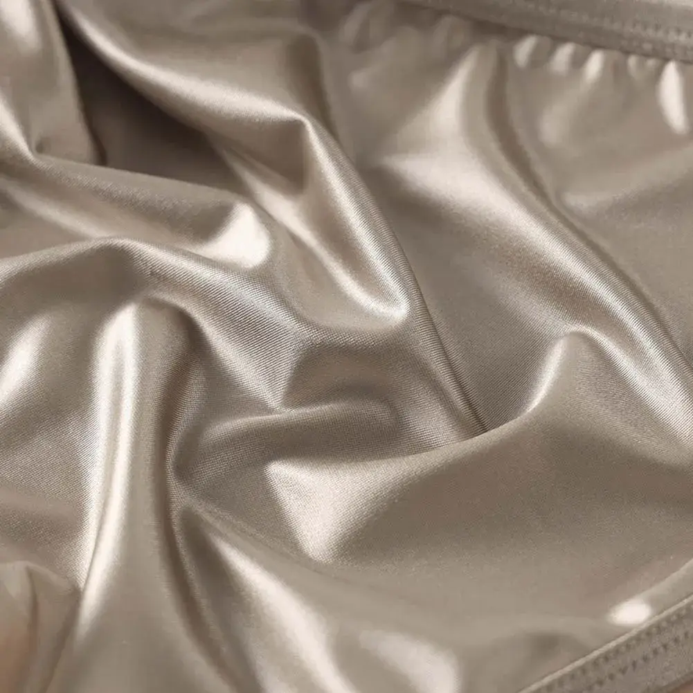 Men\'s Shiny Satin Low Rise Briefs Half Wrapped Buttocks U Shaped Pouch Comfort Underwear Stretch Fabric Size M 2XL — image 6