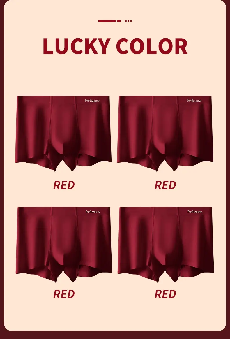 MiiOW 3Pcs Autumn Winter Cotton Men Underwear Lucky Red Men's Panties 7A Antibacterial Men Underpants Breathable Man Boxershorts — image 9