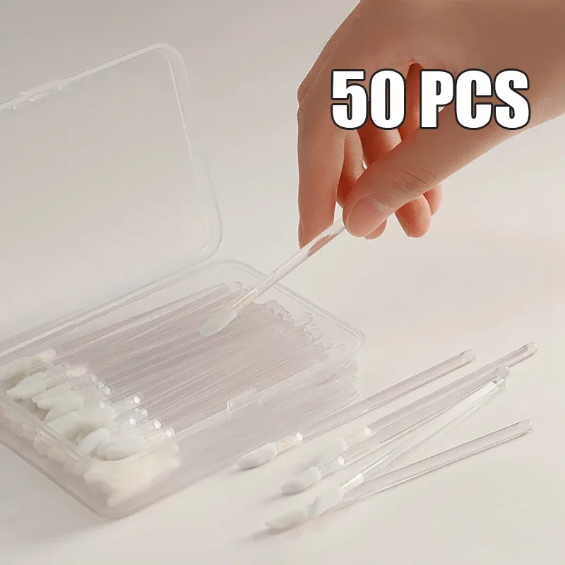 50/100 יחידות מברשות שפתיים חד פעמיות מברשת איפור מברשת איפור חד פעמית מוליך היגייני נייד למסכת קונסילר ליפ גלוס קרן