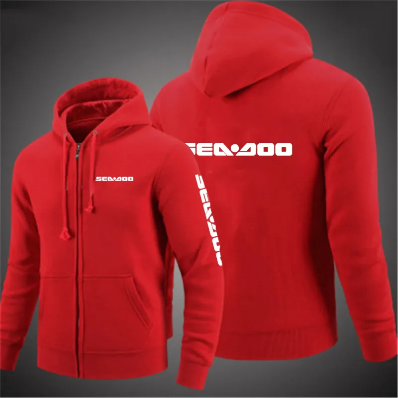 Sea Doo Seadoo Moto 2023 masculino novo mangas compridas algodão cor sólida zíper casais com capuz moletom personalizado tops elegantes