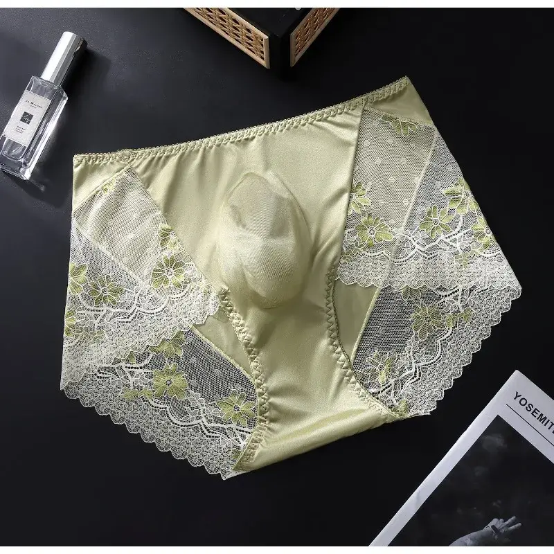 Satin Ice Silk Briefs Mens Lace 3D U Pouch Underwear Sexy Floral Man Panties Breathable Low Waist Shorts Convex Pouch Underpants — image 11
